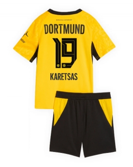 Borussia Dortmund Konstantinos Karetsas #19 Maglia Gara Casa Repliche 2026-27 Bambino Maniche Corte Borussia Dortmund Konstantinos Karetsas #19 Maglia Gara Casa Repliche 2026-27 Bambino Maniche Corte